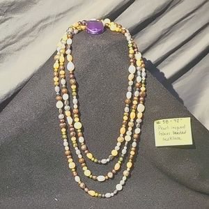 72" glass beaded pearl inspired necklace